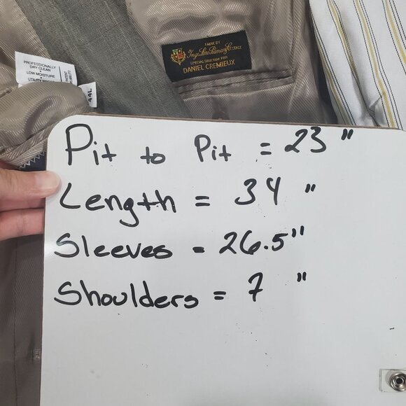 LORO PIANA DANIEL CREMIUX Mens Blazer SZ 44L Wool Tan Plaid 2 Button Double Vent - Picture 4 of 7